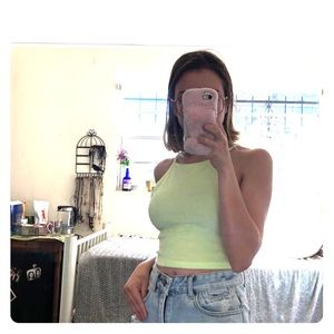 Soft neon green crop top
